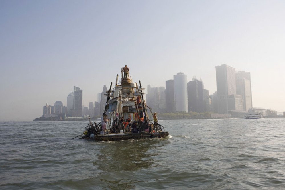 The raft Alice rounding the southern tip of Manhattan, 2008.