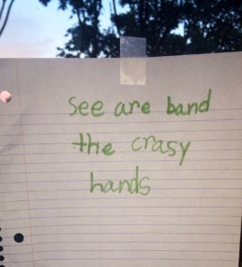Go see my niece's band Crasy Hands if you're ever at my brother's house
